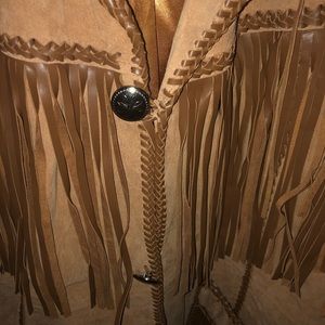 NWOT - Scully Suede Leather Fringed Coat in Bourbon Roar